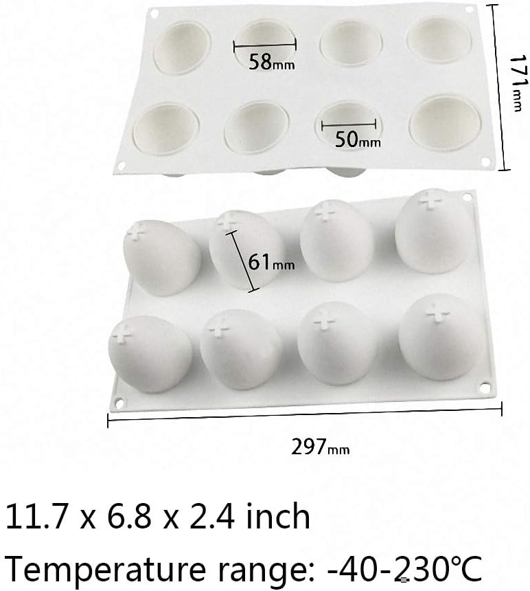 Molde para pastel de mousse de silicona de medio huevo en 3D, molde de Pascua para magdalenas, postres, bandeja para hornear, chocolate, helado,