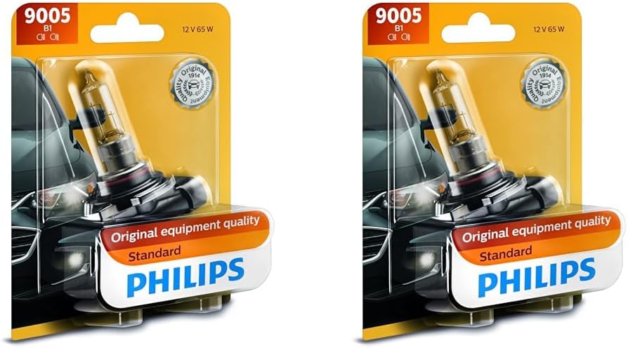 PHILIPS 9005B1 9005B1 Bombilla halógena estándar de repuesto para faros delanteros, paquete de 2