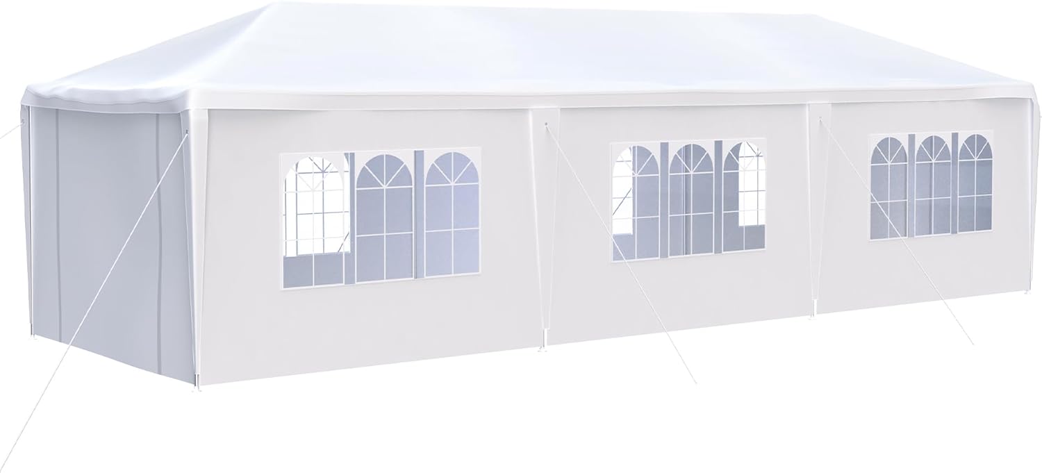 Tienda de campaña con toldo para fiesta de boda de 10 x 30 pies con 8 paredes laterales extraíbles