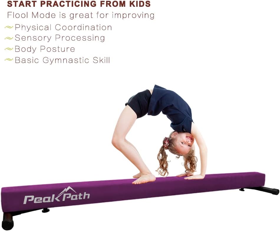 Haz de equilibrio de gimnasia ajustable y plegable de 8 pies, equipo de gimnasio en casa, fácil montaje y almacenamiento, no requiere herramientas,