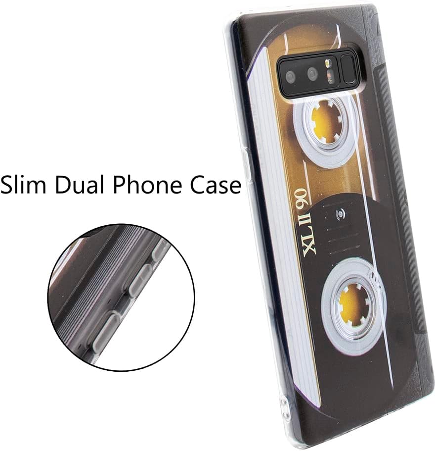 Compatible con Samsung Note 8, cinta de casete a prueba de golpes con música fresca funda protectora para Samsung Galaxy Note 8, multicolor