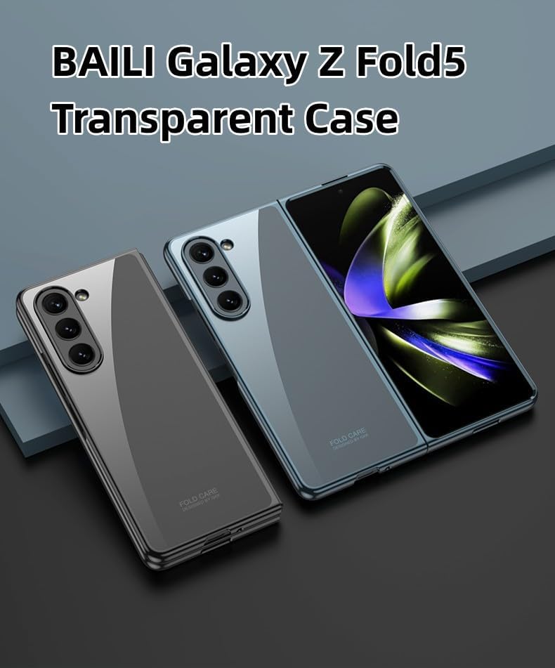 BAILI Funda transparente para Galaxy Z Fold5, transparente de alta definición, ultrafina de PC para Z Fold 5, ultrafina como Cicada Z Fold5, carcasa