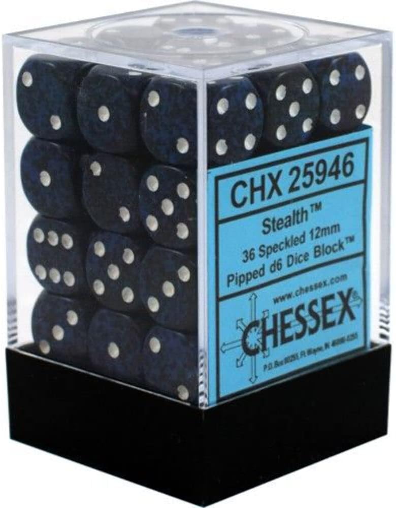 DND – Juego de dados Chessex D&D de 0.472 in, juego de dados poliédricos de plástico moteado, Dungeons and Dragons, incluye 36 dados  D6, varios