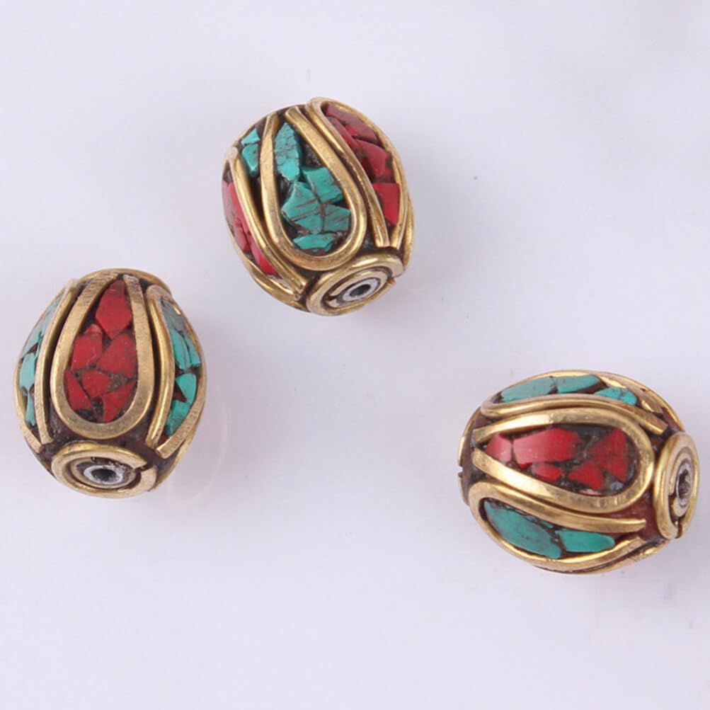 SUPVOX 10 cuentas de Buda hechas a mano de Nepal, cuentas espaciadoras de cobre, cuentas de agujero para fabricación de joyas (496-Y10267)