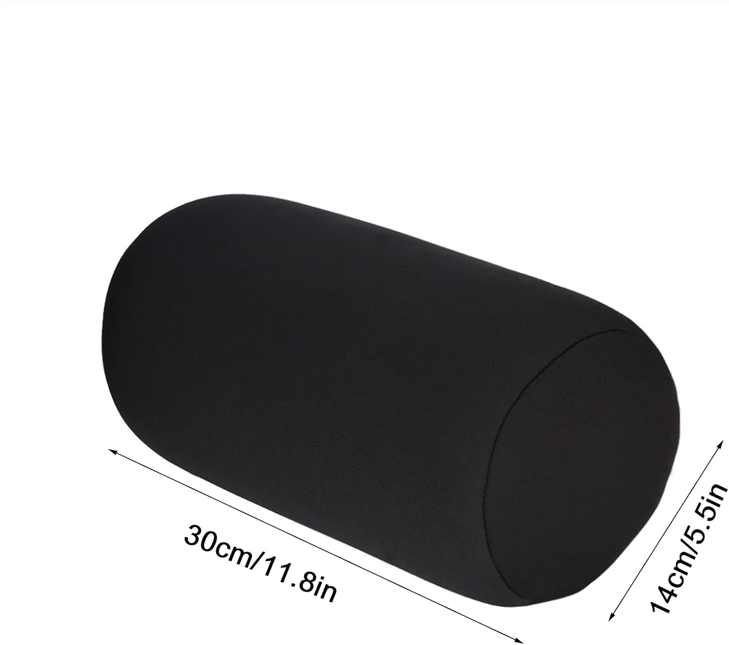 Cojín de respaldo Almohada para dormir Micro Mini Microbead Cojín de espalda Roll Throw Pillow Travel Home Sleep Neck Support Cómodo (negro)