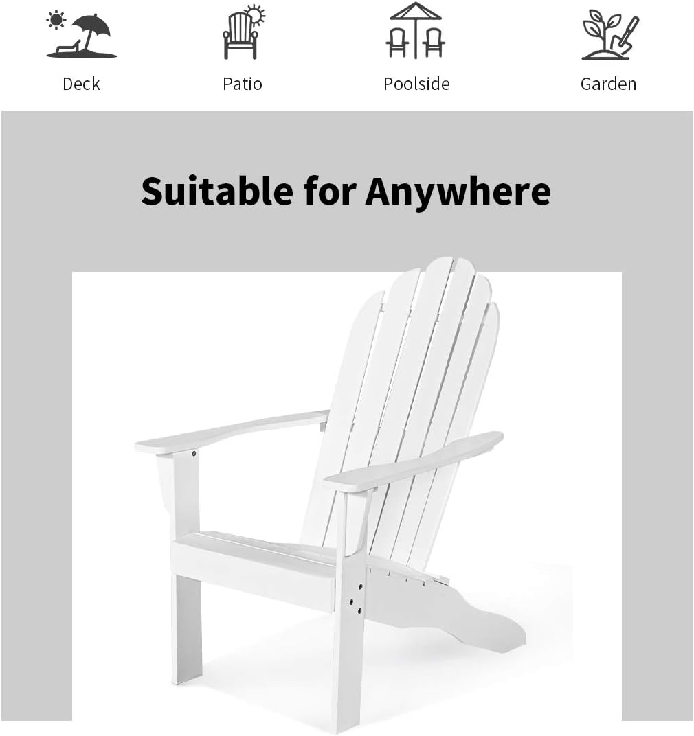 Giantex Adirondack – Silla de madera de acacia para exteriores con capacidad de peso de 350 libras, sillón resistente a la intemperie para patio,