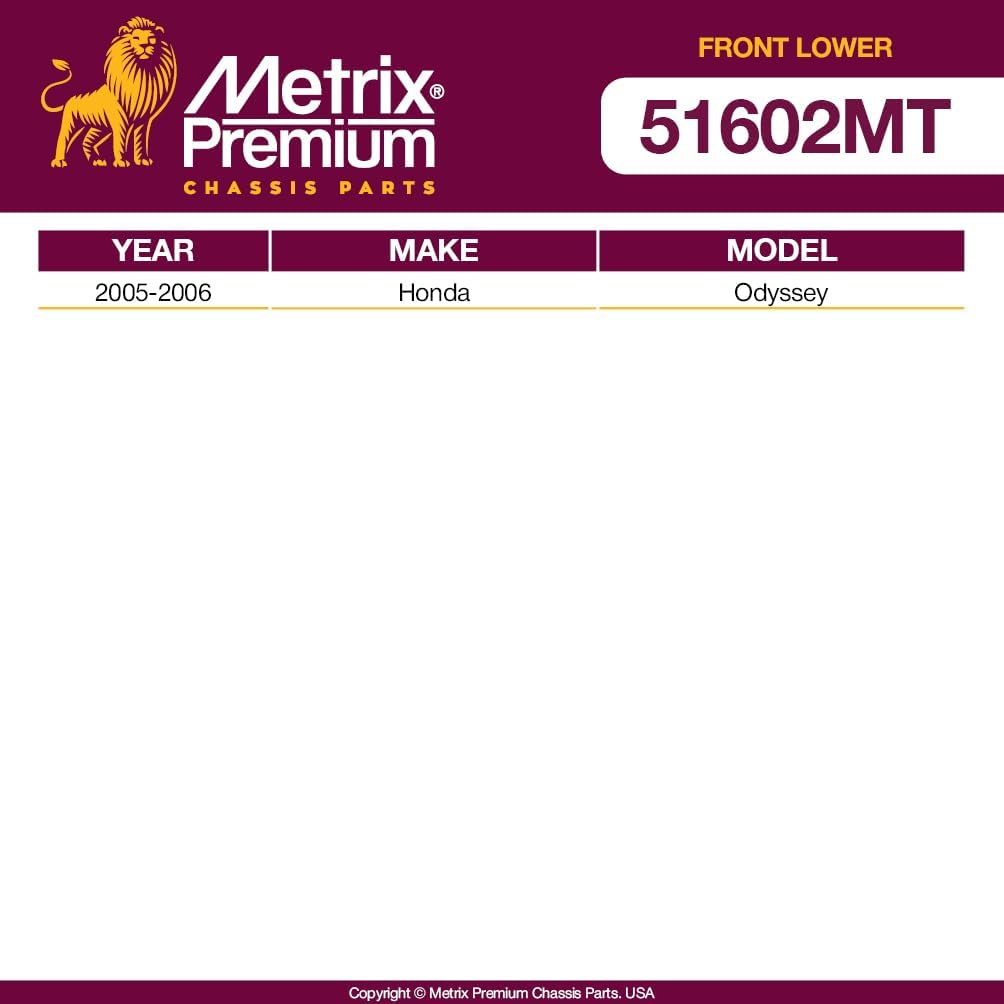 Fabricado en Europa. Junta de rótula inferior delantera Metrix Premium K80606 para Honda Odyssey