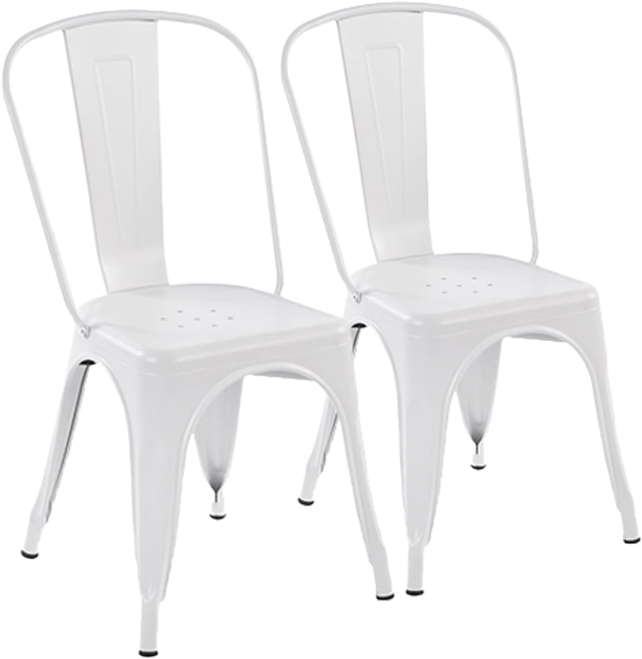 Homy Casa Juego de 2 sillas de comedor de metal, sillas apilables de altura de asiento de 17.3 pulgadas, sillas clásicas de patio, sillas laterales