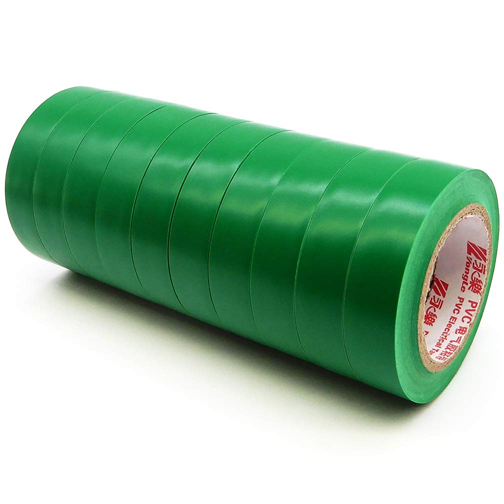 Maveek – 10 rollos de cinta aislante de PVC para aislamiento eléctrico, grado industrial de alta gama, clasificación UL de 176 grados y 600 voltios,