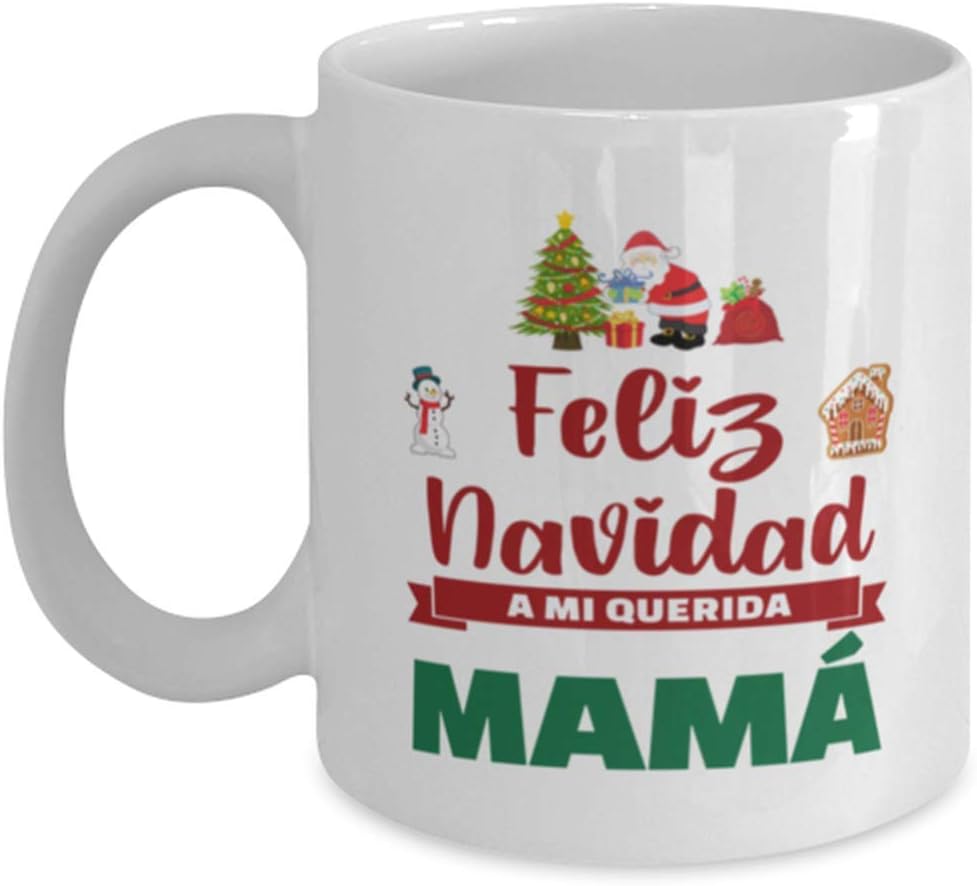 Taza de Navidad Para Mama – Feliz Navidad A Mi Querida Mama – Taza de Cafe Navidena de 11 onzas
