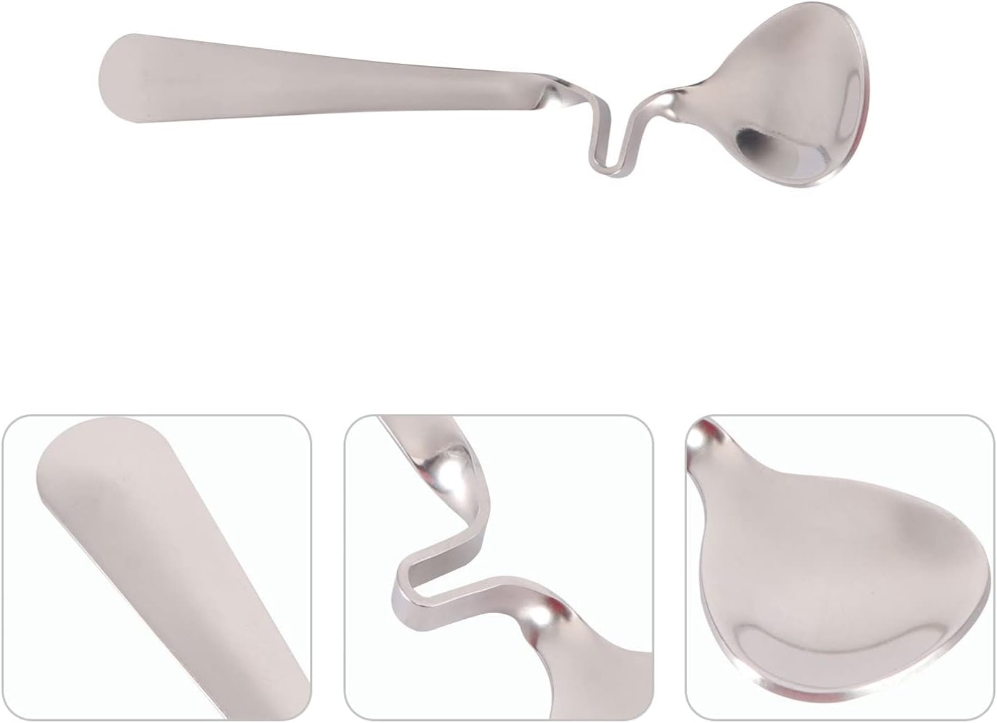 BESTonZON Cucharas de miel multifuncionales para mezclar café con leche, cucharadita de acero inoxidable con mango curvo, 2 unidades