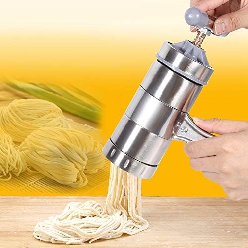 Máquina de fideos para pasta, portátil de acero inoxidable, operada manualmente, máquina para hacer pasta, exprimidor de fideos, máquina de hacer