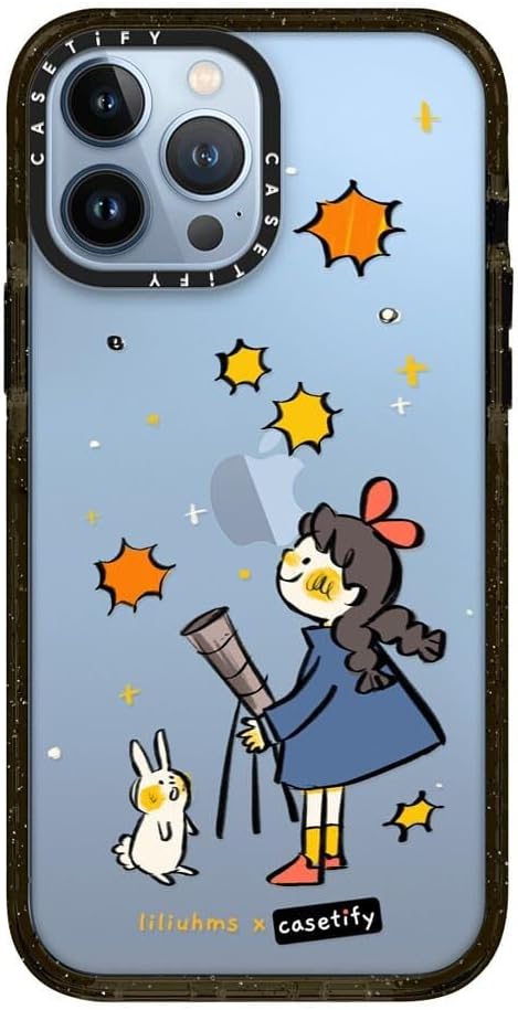 CASETiFY Funda Impact para iPhone 13 Pro Max protección contra caídas de 6.6 pies – Noche estrellada por liliuhms – Negro transparente
