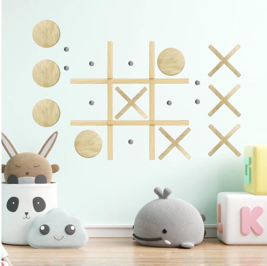 Lamkidle Juego magnético de madera para montar en la pared, decoración de sala de juegos de madera para niños y adultos, decoración de pared moderna