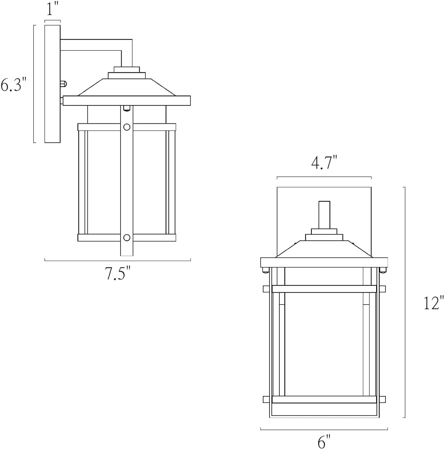 Luces de pared para exteriores, apliques de pared exterior con vidrio texturizado, agua dorada negra y luz rectangular antioxidante para porche,