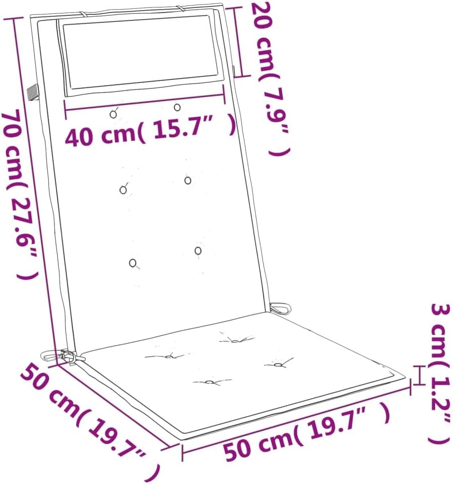 Tidyard Highback – Cojines para silla de jardín, juego de 4 cojines de repuesto para muebles de patio, tela Oxford, para interiores y exteriores,
