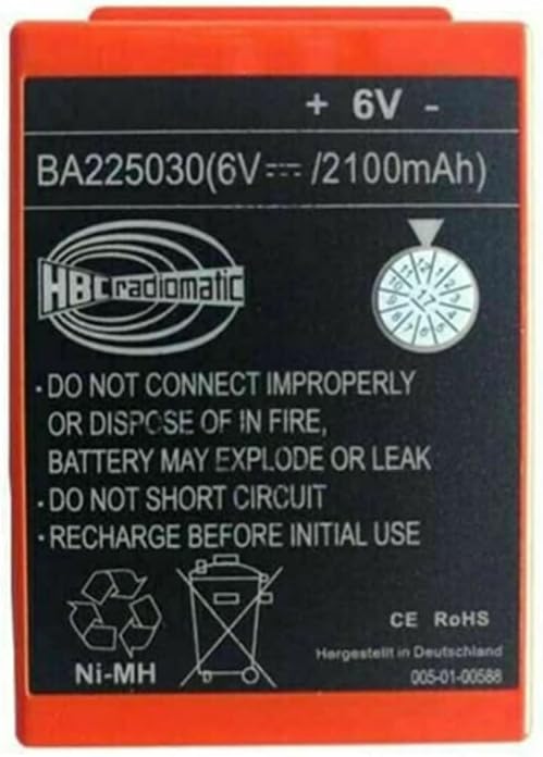6V 2100mAh BA225030 Ni-Mh Batería recargable HBC Batería radiomática BA225030 para HBC grúa Control remoto bomba camión batería