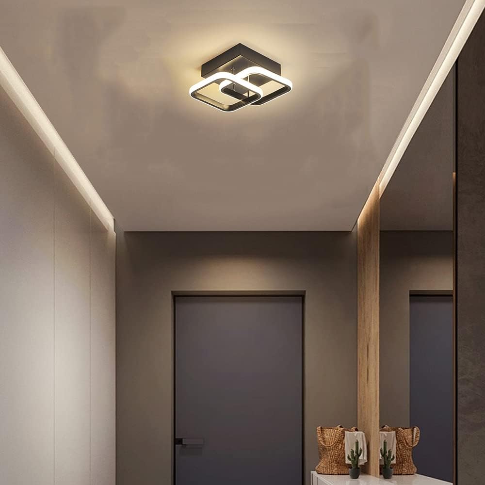 ADISUN Lámpara de techo LED moderna, lámpara de techo cuadrada de montaje empotrado blanco cálido para cocina, loft, pasillo, balcón, escalera,