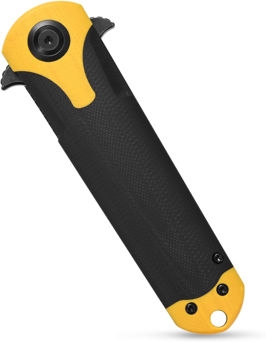 Sitivien ST158 – Cuchillo de bolsillo plegable, chapado en titanio, hoja de acero DC53 lavado a la piedra negra con mango G10, cuchillo de