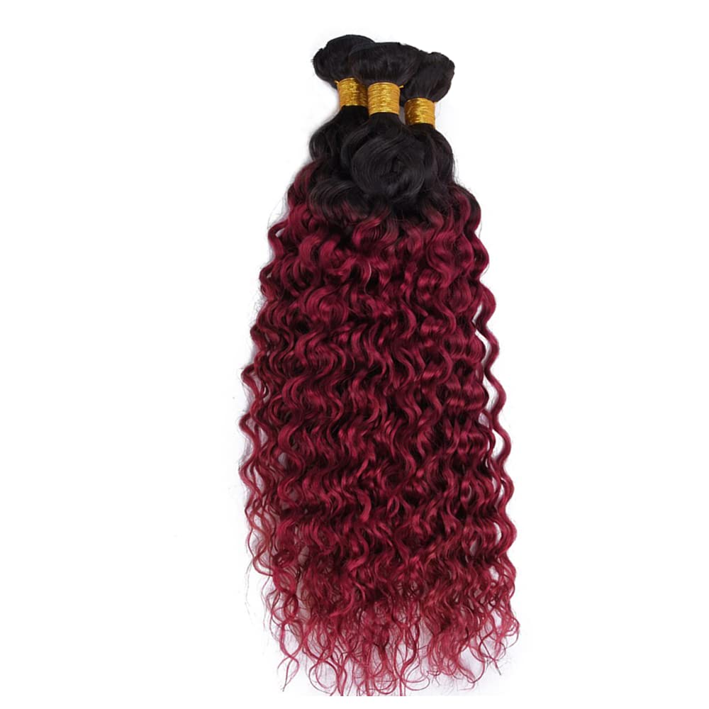 Paquetes de cabello humano 1B99J de color borgoña degradado 1B99J paquetes de cabello humano 100% sin procesar virgen brasileño Remy Ombre onda
