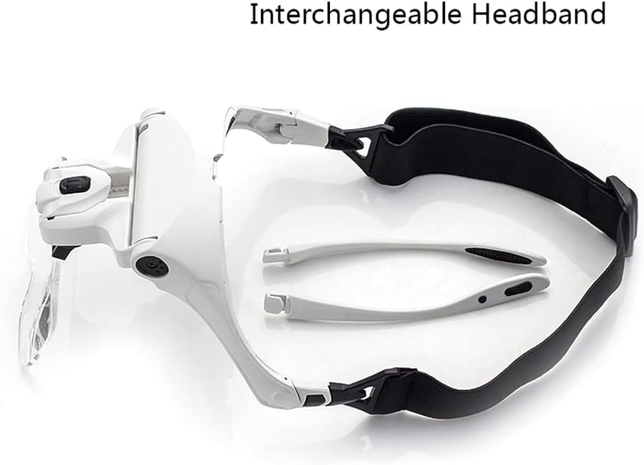 5 lentes 1.0 x 1.5 x 2.0 x 2.5 x 3.5 x Lupa ajustable con diadema con lámpara de luz LED, lupa para pestañas postizas, extensión de pestañas, color