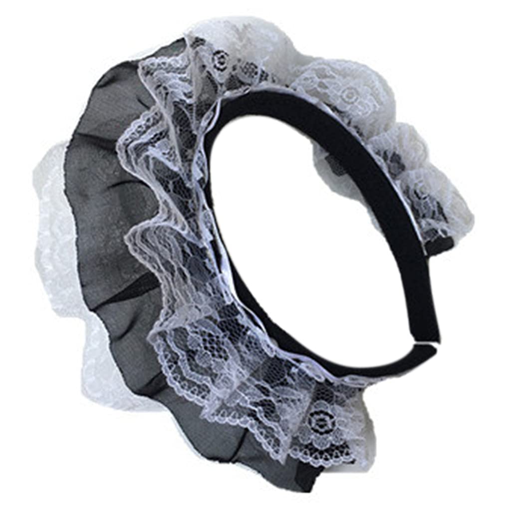 Lolita – Diadema de encaje con volantes y encaje multicapa, diadema de encaje de malla, tocado dulce de criada, accesorios para el cabello