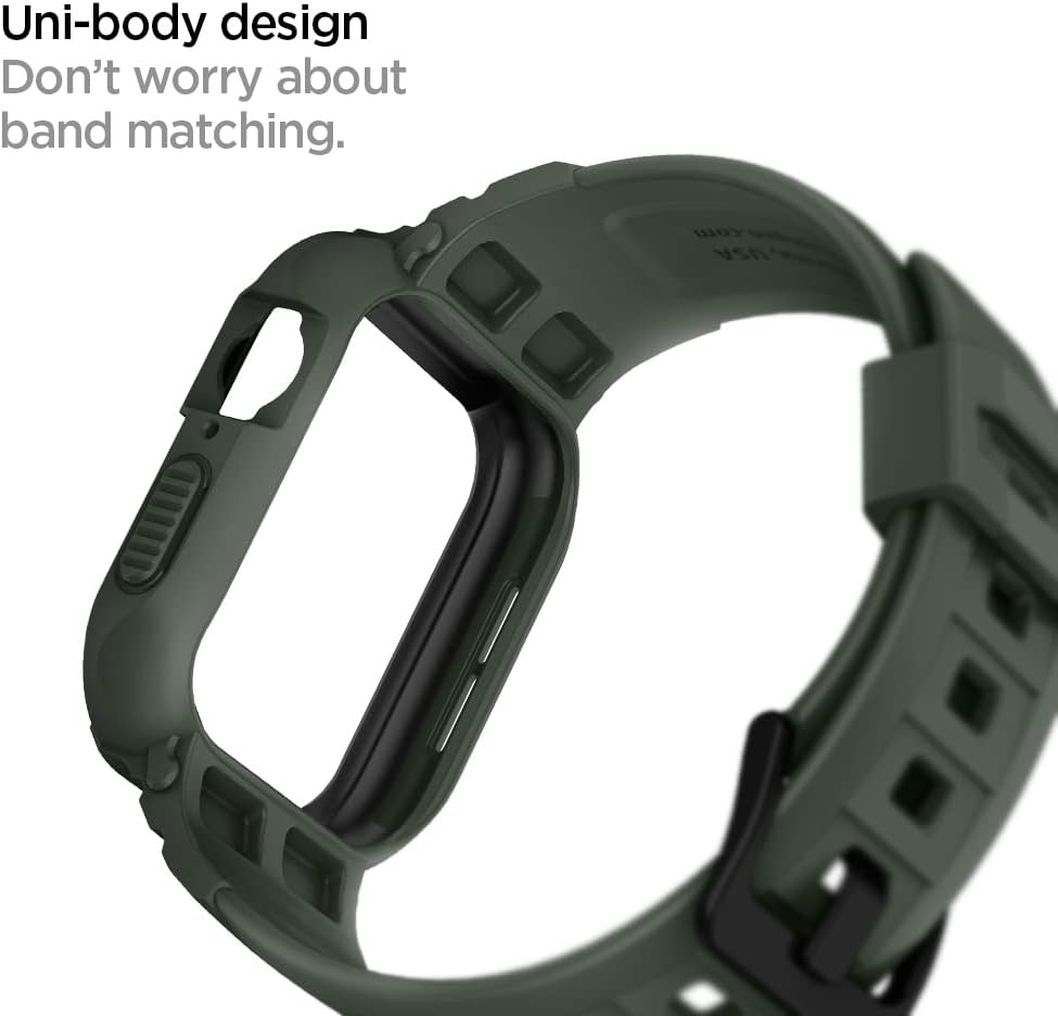 Spigen Rugged Armor Pro – Funda diseñada para Apple Watch con correa de las series 98SE276SE54 de 1.771.73 pulgadas, color verde militar
