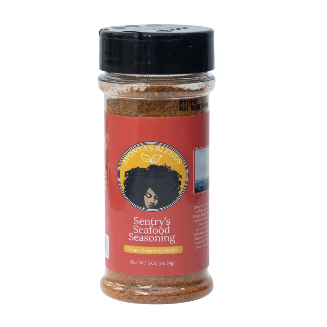 Avonya’s Blends – Sentry’s Seafood Seasoning- Bajo en sodio – Condimento para mariscos – Sin azúcar- Sin OGM – Sin MSG- 5oz