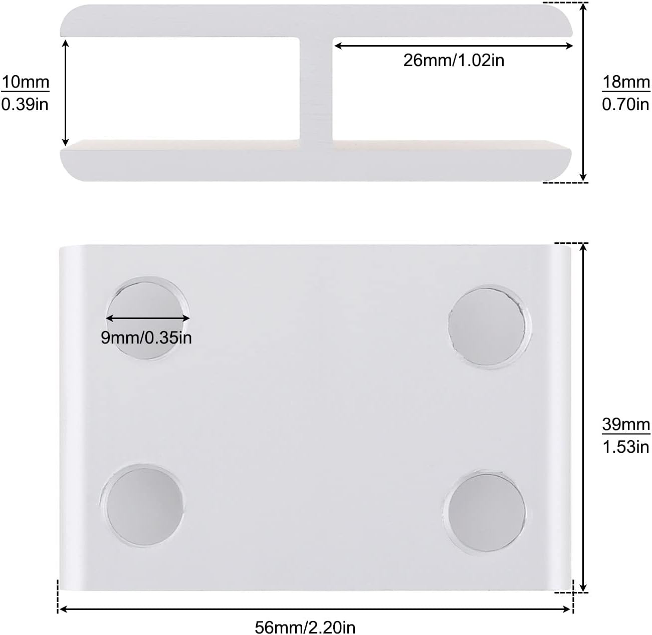 Abrazadera de vidrio, paquete de 2 soportes de estante de vidrio de aleación de aluminio de 180 grados, soporte de vidrio de doble cara para vidrio