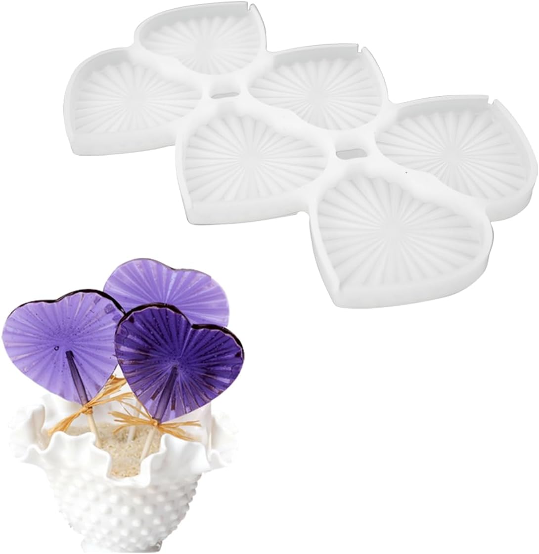 Moldes de silicona para piruletas para chocolate y dulces, moldes para tartas, moldes de diamantes con forma de corazón, pastelería, 2 unidades (D_