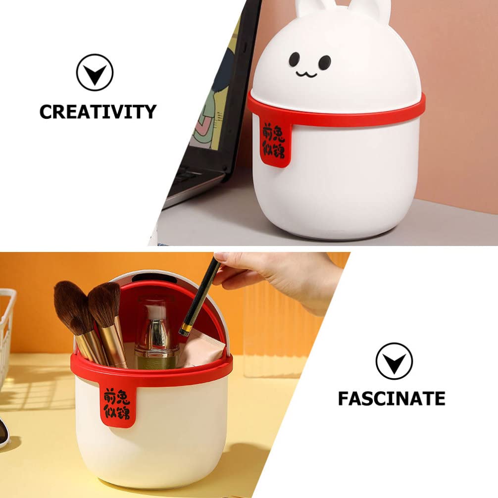 Zerodeko Mini cesta de basura con forma de conejo con forma de animal, cubo de almacenamiento de basura de escritorio, cubo de basura para coche,