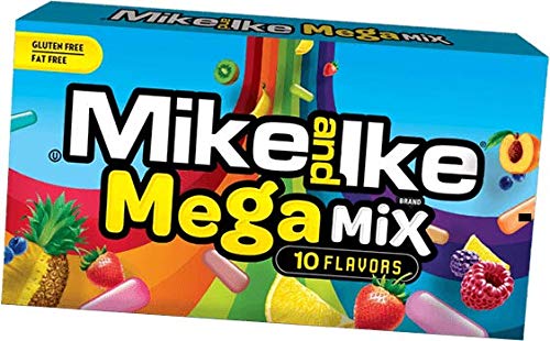 Mike and Ike Mega Mix 10 sabores masticables surtidos de caramelos con sabor a frutas. Caja de teatro de 5 onzas – 12 cajas