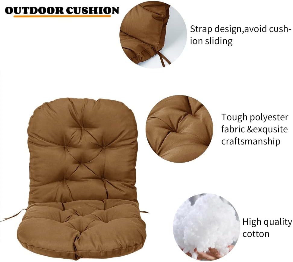 Cojín mecedor de ratán, 47 x 23 pulgadas, cojín para silla mecedora para exteriores, respaldo alto, para silla reclinable, mecedora, silla plegable