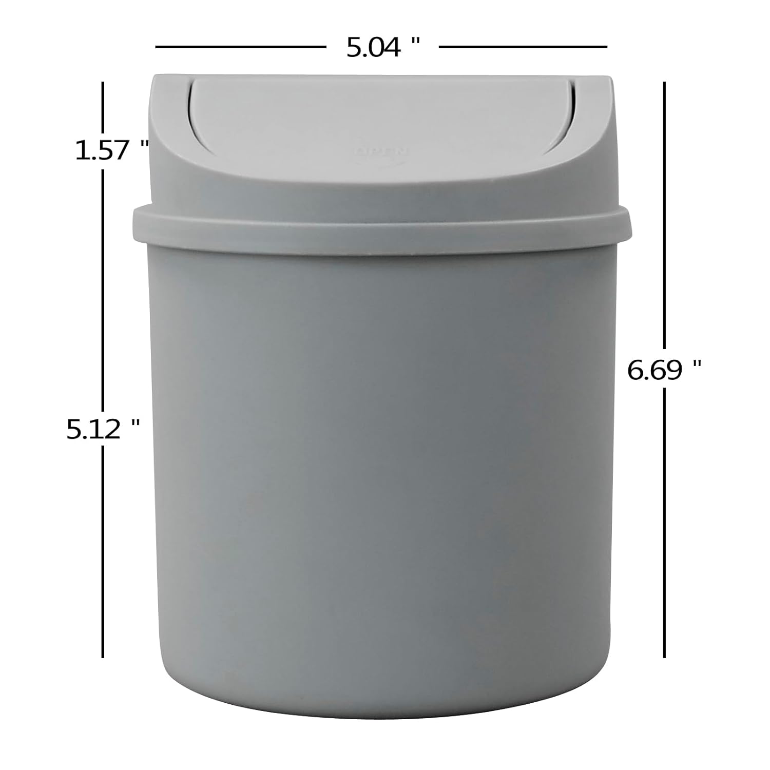 Mini bote de basura de plástico con tapa abatible, bote de basura pequeño de 0.7 galones, color gris