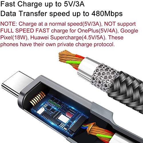 Paquete de 2 cables USB C de 10 pies, carga iPhone 15 16 Pro Max, iPad Pro, carga rápida, cable de nailon para Samsung Galaxy S24 S23 S22 S21 S20