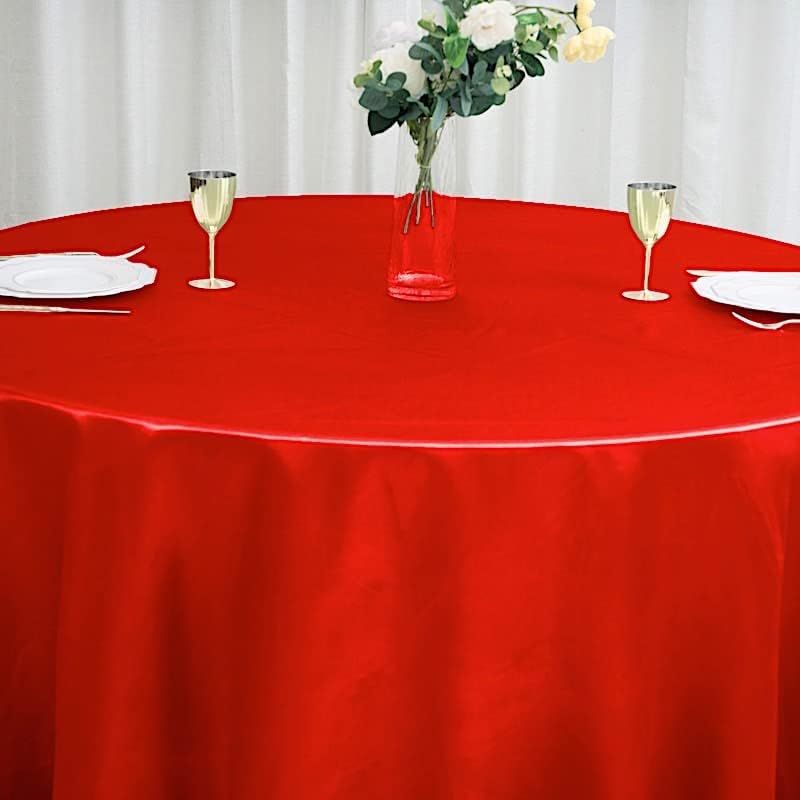 BalsaCircle Mantel redondo de satén rojo de 120 pulgadas para boda, fiesta, recepción, eventos, cocina, comedor