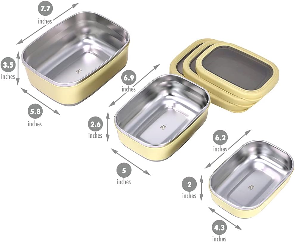 MIRA Contenedores reutilizables de acero inoxidable para almacenamiento de alimentos, lonchera Bento con exterior antideslizante para preparación de
