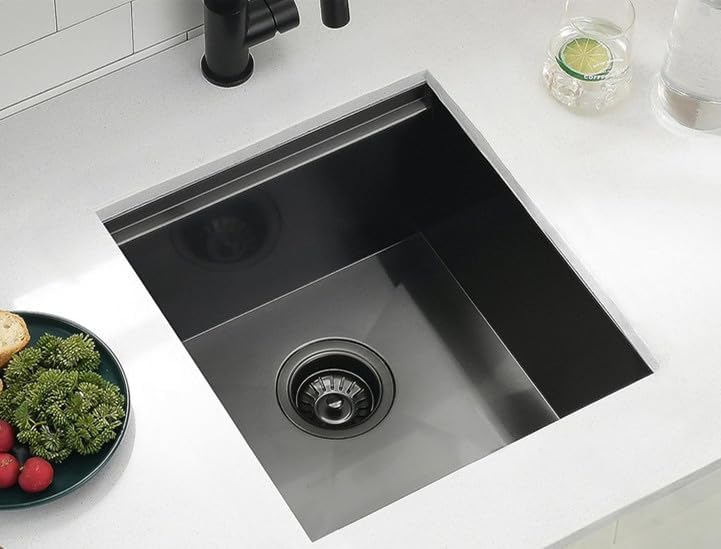 MESIDA Fregadero de cocina de acero inoxidable SUS304 de 22 pulgadas con un solo tazón, color negro (22 x 18 x 9 pulgadas)