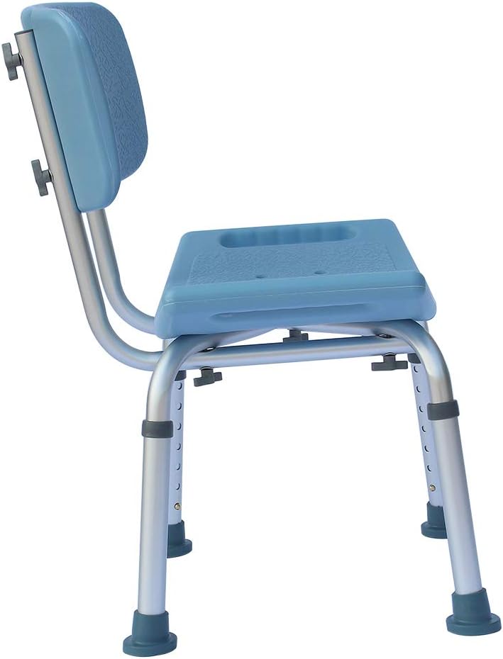 MallMall Silla de baño de altura ajustable con respaldo, taburete de ducha de aluminio de 300 libras, asiento de banco de transferencia médica de