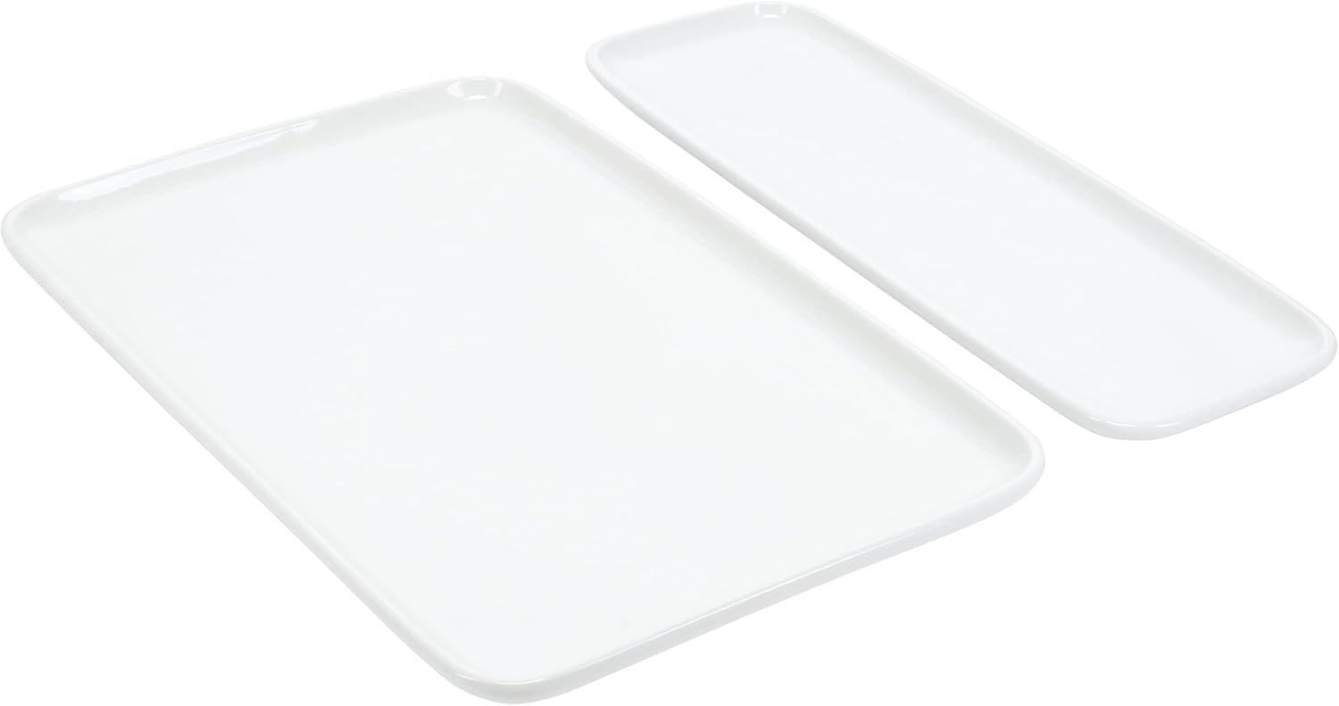 BIA Cordon Bleu Modulari – Juego de 2 platos rectangulares surtidos de porcelana, tamaño mediano (12 x 8 pulgadas), grande (12 x 3.75 pulgadas)