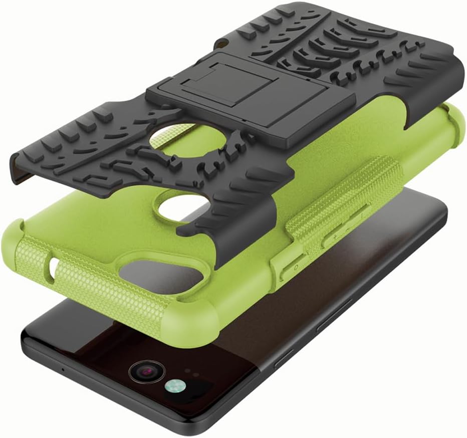 Asuwish Funda para teléfono para Google Pixel 2 con protector de pantalla de vidrio templado y soporte delgado, híbrida, resistente, funda