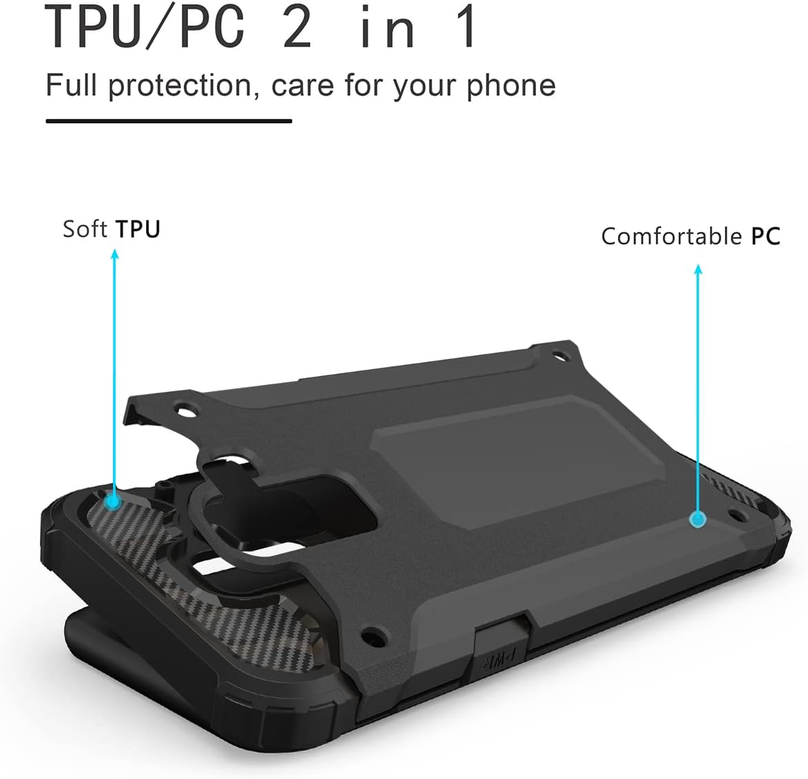 Funda para Galaxy A6 Plus 2018, Samsung A6+ 2018 con protector de pantalla HD, doble capa protectora delgada híbrida para teléfono celular, funda a