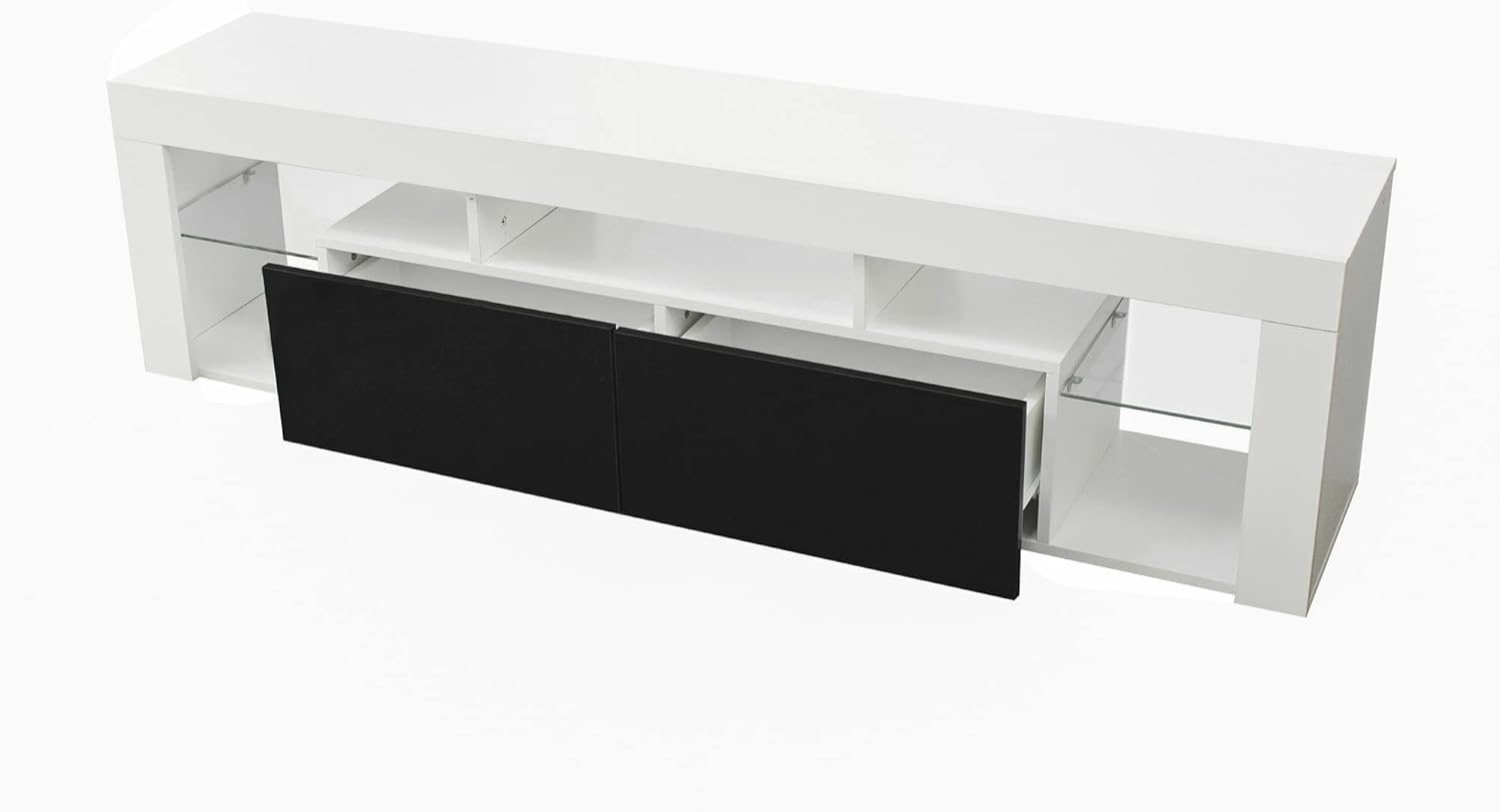 HXCQYGL Soporte flotante para TV montado en la pared, con 2 cajones y 160 luces LED, centro de entretenimiento flotante, moderno soporte de
