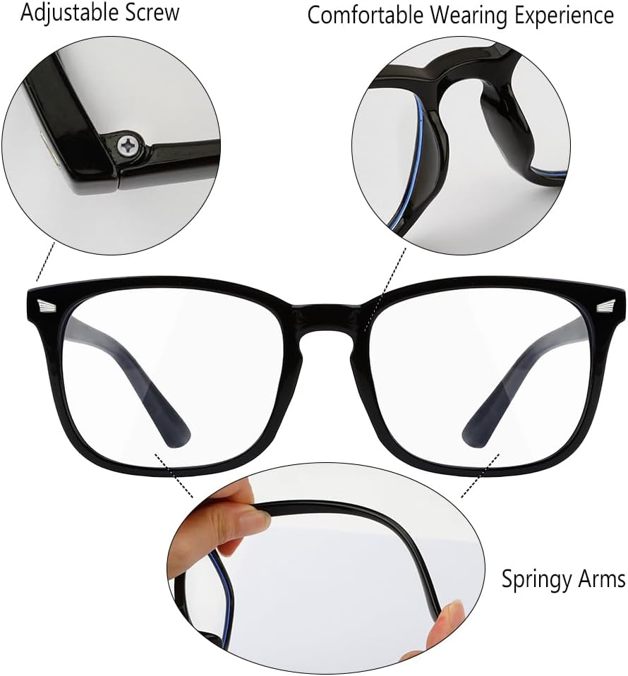 Gafas con filtro de luz azul, paquete de 2 lentes de luz azul para hombre, anteojos de luz azul para mujer, anteojos con luz azul para fatiga ocular