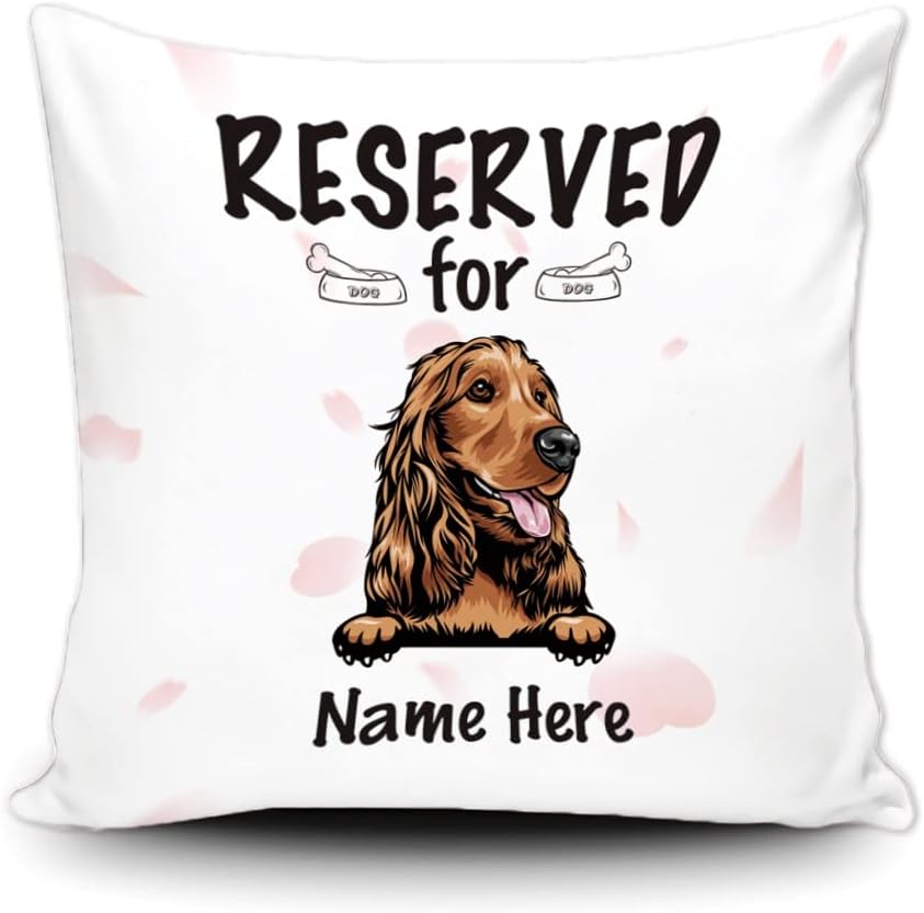 MALIHONG Funda de almohada personalizada reservada para el perro, cocker spaniel, cachorro leal, mascota, funda de almohada de lona blanca para