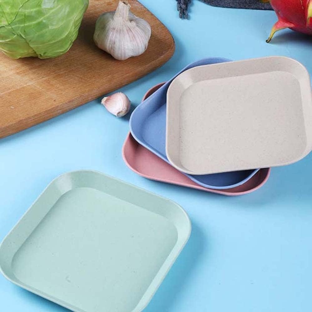 1 mini platos ligeros de paja de trigo reutilizables, aptos para lavavajillas y microondas, platos llanos irrompibles, sin BPA, para niños, adultos,