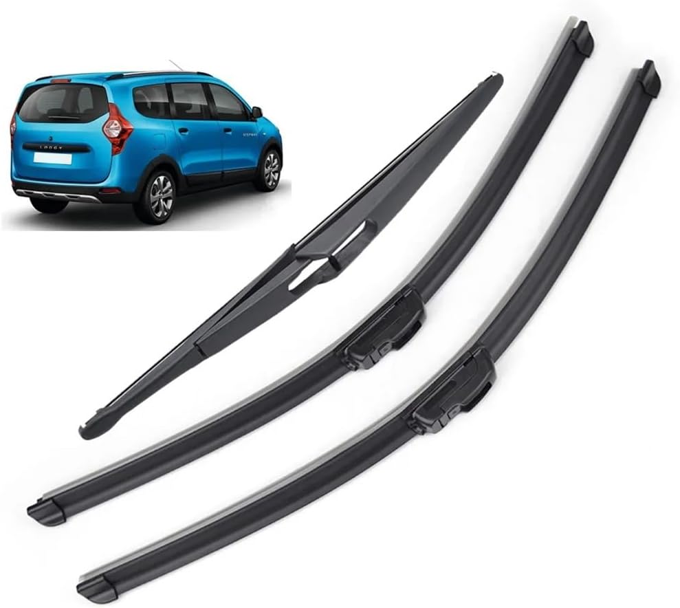Juego de limpiaparabrisas delantero y trasero compatible con Dacia Renault Lodgy 2012-2016 parabrisas ventana 22 + 16 + 11 pulgadas