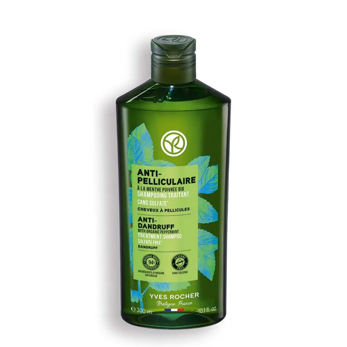 Yves Rocher Champú anticaspa con tratamiento orgánico de menta sin sulfato – 10.1 fl oz.  10.1 fl oz