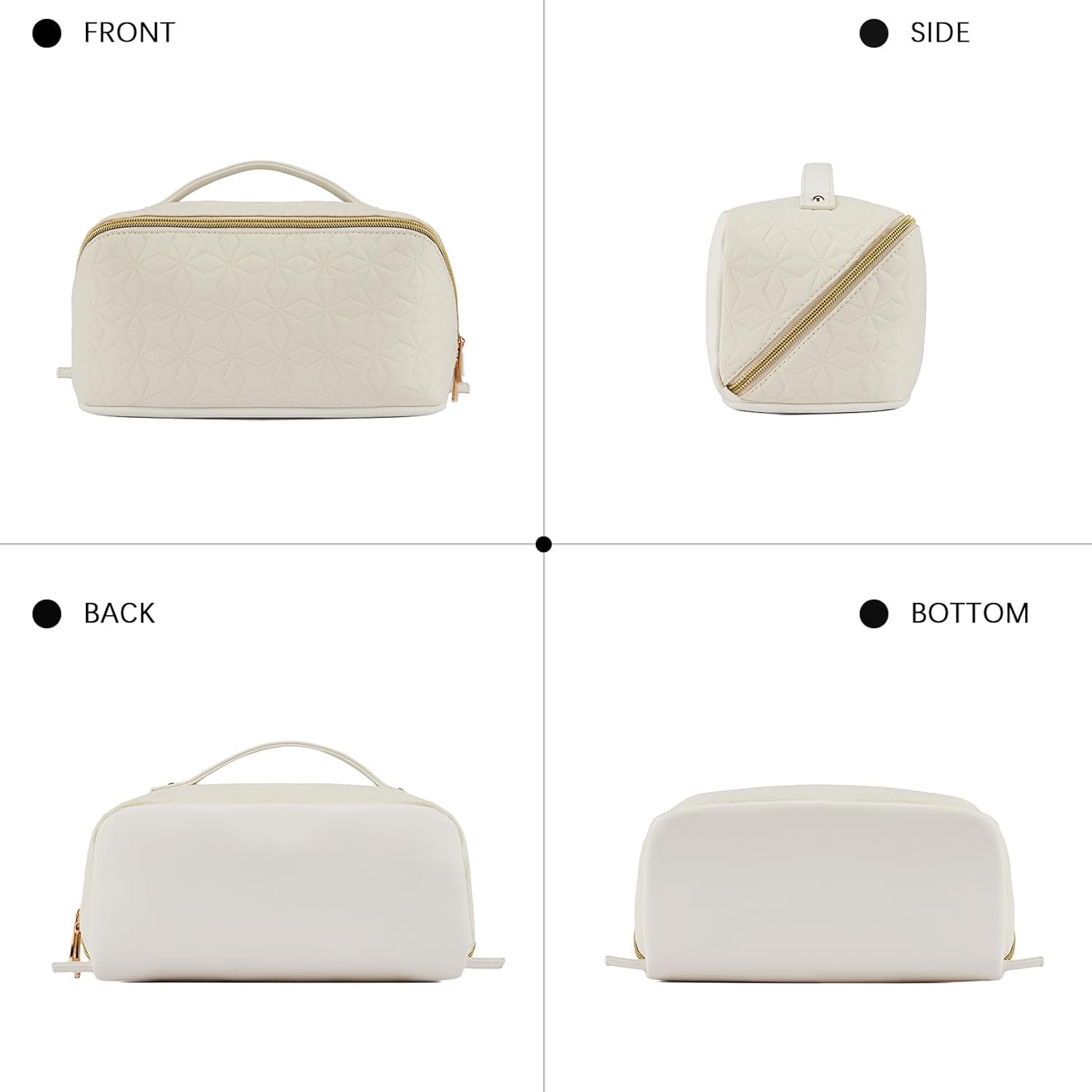 Telena Bolsa de maquillaje de gran capacidad, bolsa de cosméticos portátil de piel sintética resistente al agua, bolsas organizadoras de maquillaje