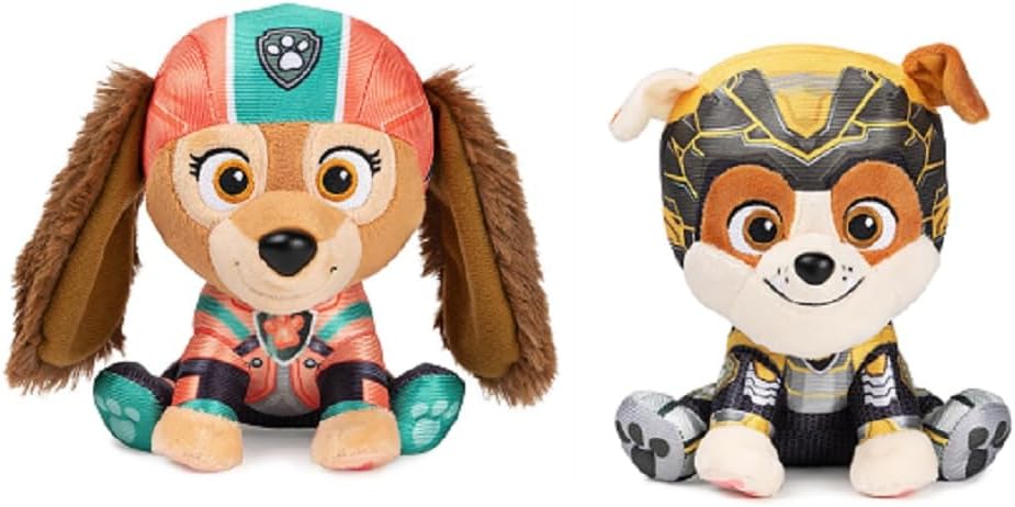 Gund Paw Patrol The Mighty Movie – Paquete de 2 peluches de 6 pulgadas Liberty and Rubble